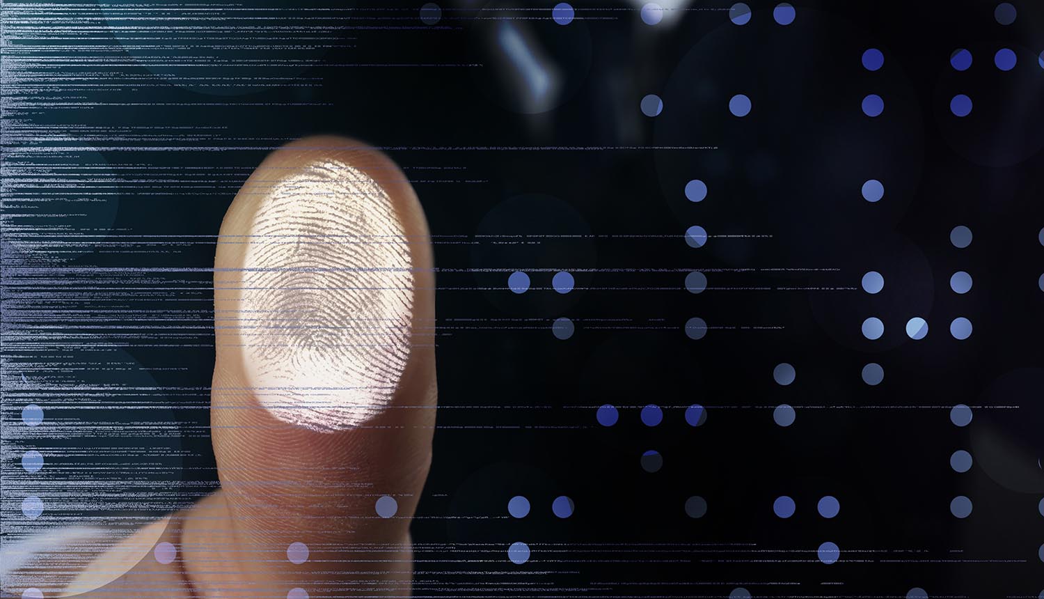 Close-up of a fingerprint scan for digital identity verification at Fingerscan Digital Inc in Las Vegas.