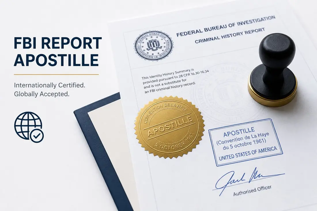 FBI report with a federal apostille prepared for a Colombia migrant visa