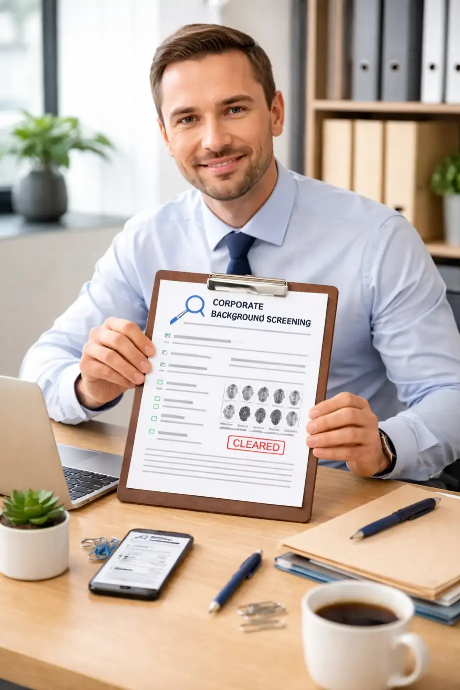 Corporate background-check account consolidating a whole team's Live Scan on one net-30 invoice