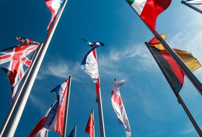 National flags of many countries, representing apostille destinations worldwide