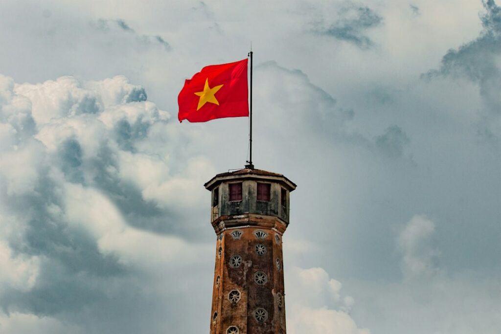 Vietnamese flag flying, representing Vietnam joining the Hague Apostille Convention